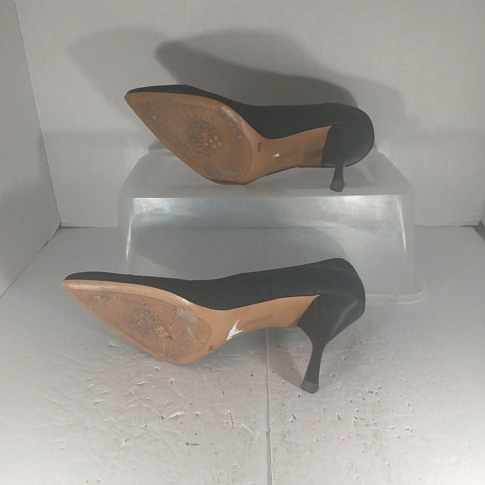 Vince Camuto Knit Pointed Toe Pumps 9 Black Stiletto Office Siren Corpcore Chic